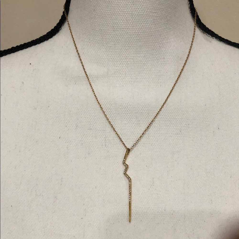 Stella & Dot Gold Lightning Bolt Pendant Necklace